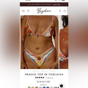 Bydee Australia swimsuit top. The prague top in Thálassa. Hand beaded